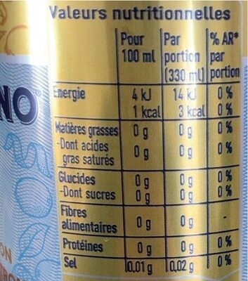Essenza - Saveur Citron & Zeste De Citron nutrition facts table