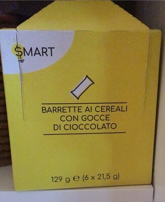 Barrette ai cereali con gocce di cioccolato front packaging