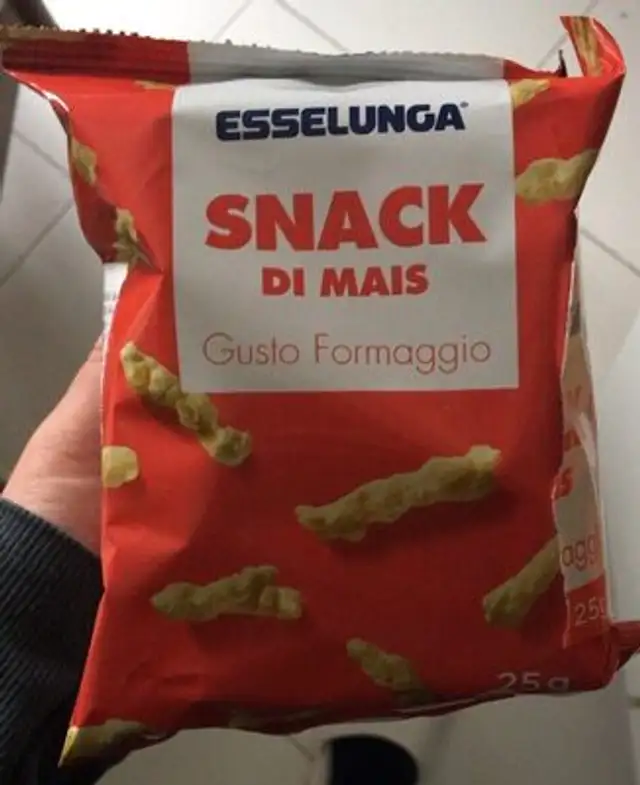 snack di mais formaggio front packaging