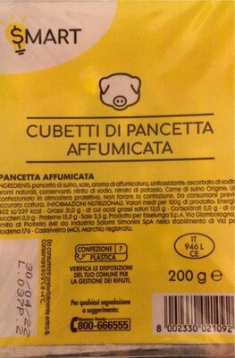 Cubetti di pancetta affumicata front packaging
