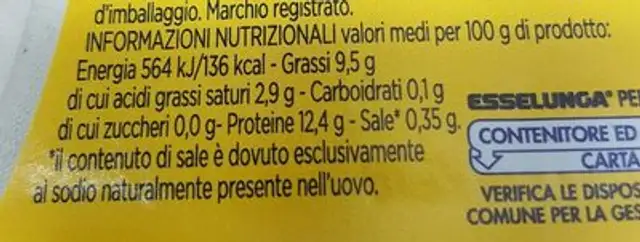 Uova fresche medie - Da allevamento all'aperto nutrition facts table