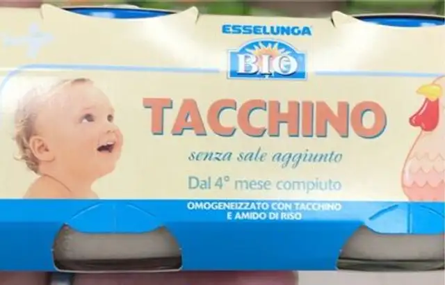 Omogenizzato tacchino nutrition facts table