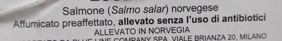 Salmone norvegese affumicato ingredients label