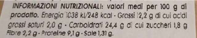 Sandwich alle mazzancolle nutrition facts table