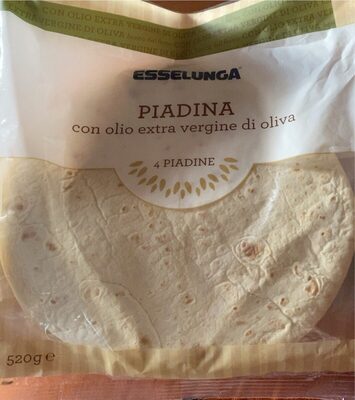 Piadina con olio extra vergine front packaging