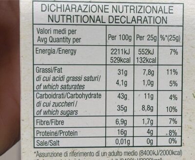 Barretta Morbida Frutta secca, Chia e Semi di Zucca nutrition facts table