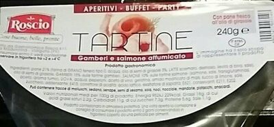 Tartine gamberi e salmone affumicato front packaging