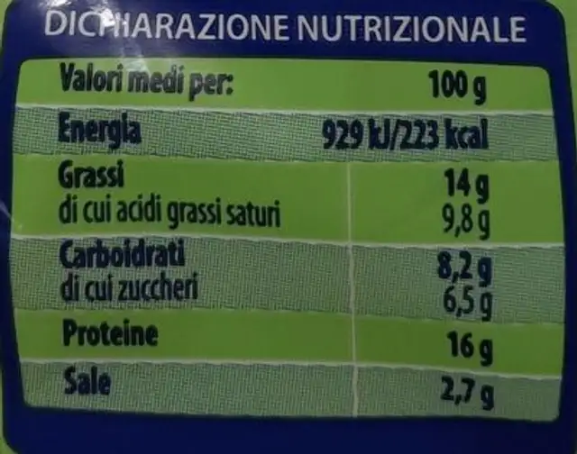 Golofette nutrition facts table