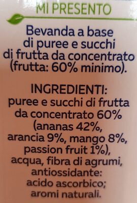 Dolce Di natura ingredients label
