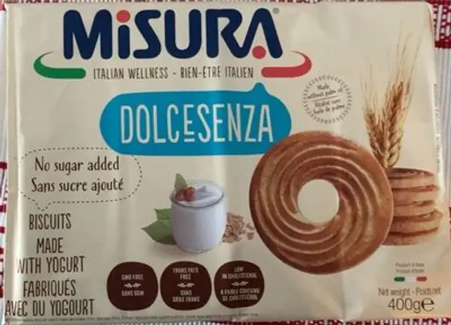 Dolce Senza Biscuits front packaging