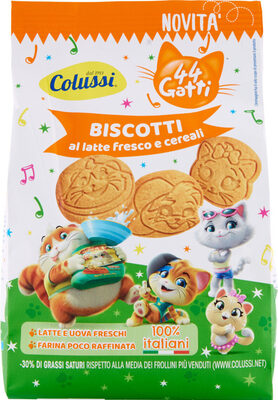 Gatti biscotti al latte fresco e cereali