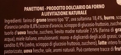 Panettone nutrition facts table