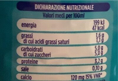 Latte piacere leggero nutrition facts table