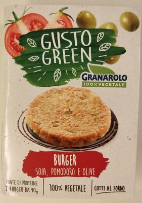 Burger soia pomodoro e olive front packaging