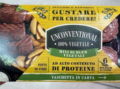 Unconventional mini burger front packaging