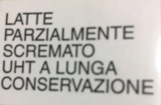 latte parzialmente scremato UHT ingredients label