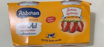 Yogurt ad alta digeribilità con fragola frullata front packaging