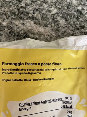 Mozzarella fior di latte ingredients label