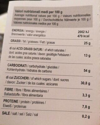 Pasticceria flamigni nutrition facts table