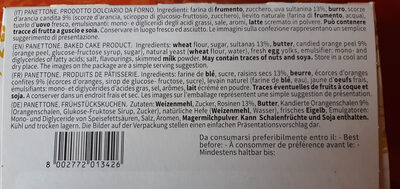 Panettone Classico ingredients label
