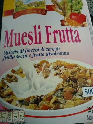 Muesli Frutta - Miscela di fiocchi di cereali e frutta secca front packaging