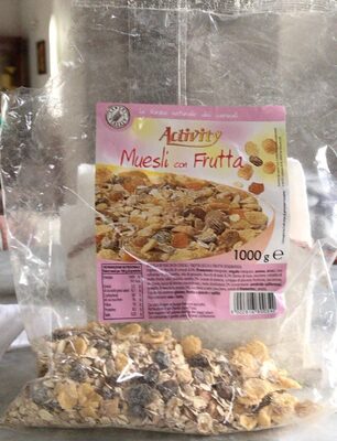 Muesli con frutta front packaging