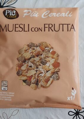 Muesli con frutta front packaging