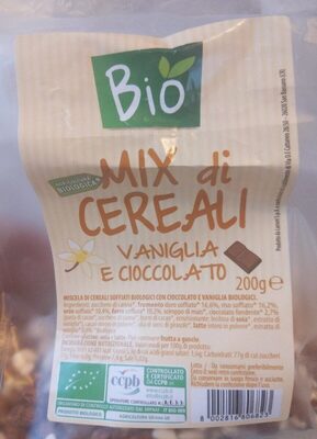 Mix di cereali vaniglia e cioccolato front packaging