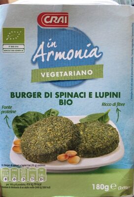 In Armonia Burgher di spinaci e lupini bio front packaging