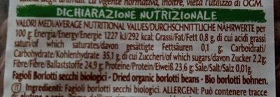 Fagioli borlotti nutrition facts table