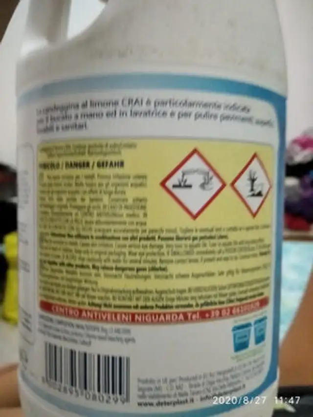 candeggina ingredients label
