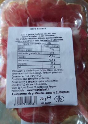 Coppa gran riserva front packaging