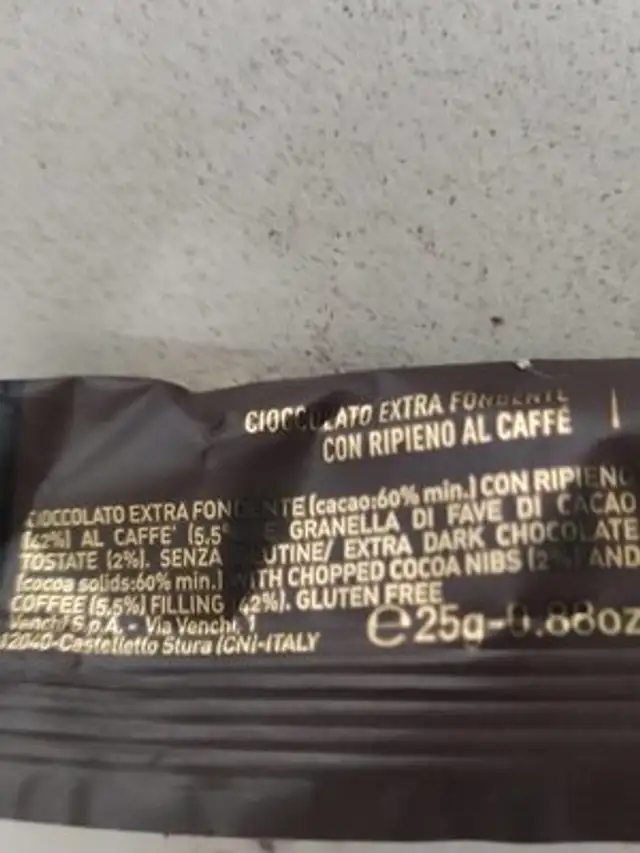 Crema caffè nutrition facts table
