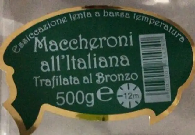 Maccheroni all’italiana  trafilata al bronzo front packaging