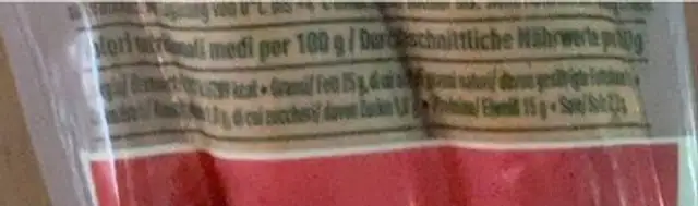 Il wurstel MERANER nutrition facts table