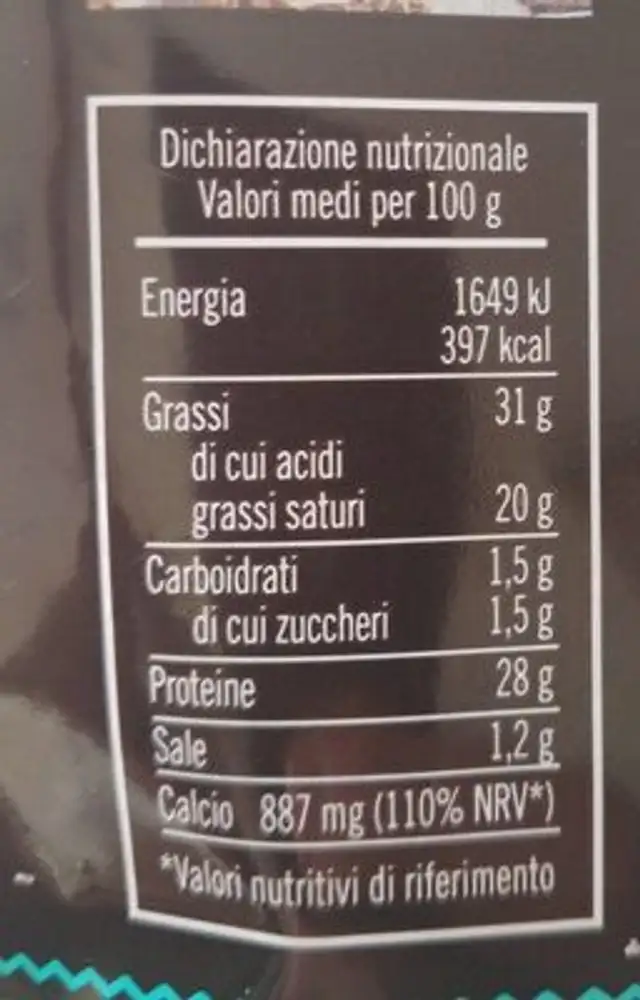 Formaggio di capra nutrition facts table