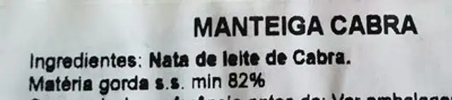 Burro di Capra ingredients label