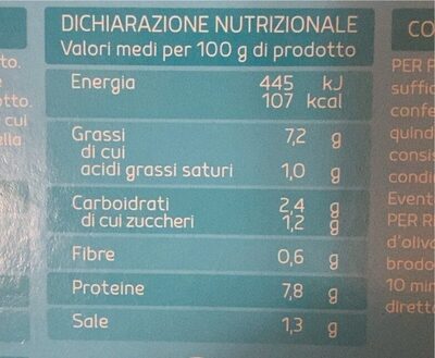 Pronto sugo scoglio nutrition facts table