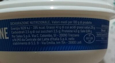 Mascarpone nutrition facts table