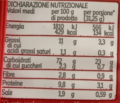 Cracker salati nutrition facts table