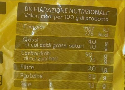 Hot dog SELEX nutrition facts table