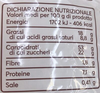 Croissant albicocca nutrition facts table
