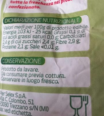 Fagiolini freschi nutrition facts table