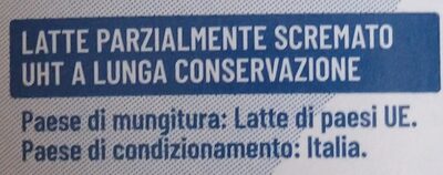 latte UHT parzialmente scremato ingredients label