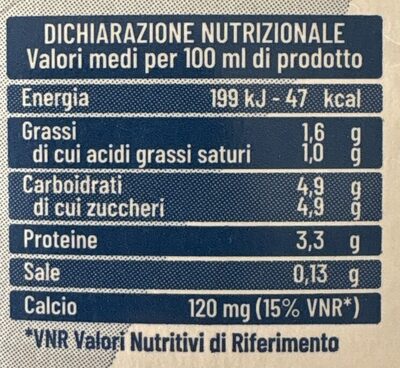 latte UHT parzialmente scremato nutrition facts table