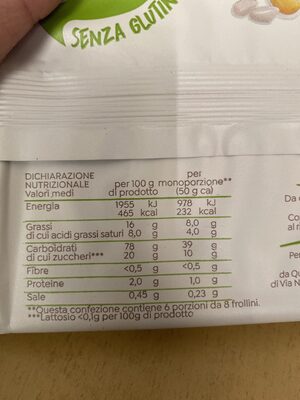 frollini con miele senza glutine nutrition facts table