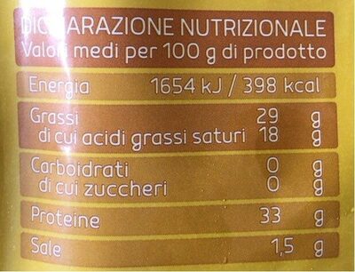 Grana Padano grattugiato nutrition facts table