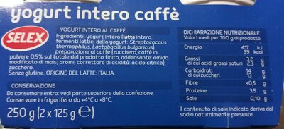Yogurt intero caffè nutrition facts table