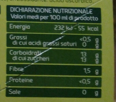 Succo e polpa di pera SELEX nutrition facts table