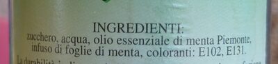 Sciroppo di menta ingredients label